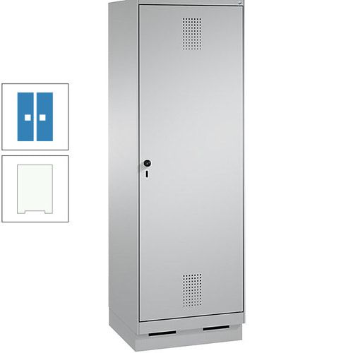 Doppel-Spind, Garderobenschrank, 1 Tür für 2 Abteile a 300 mm, Korpus anthrazitgrau, Türen anthrazitgrau, 1.800 x 600 x 500 mm (HxBxT)