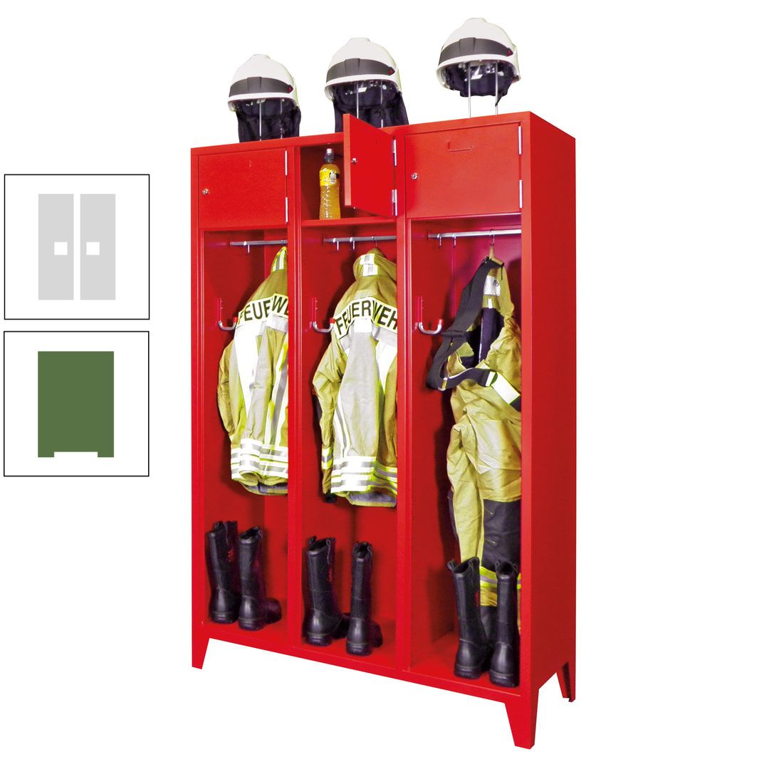 Feuerwehrschrank - 2 Abteile - Ablagefach mit Tür, Etikettenrahmen - 2.100 x 830 x 500 mm (HxBxT) - anthrazitgrau