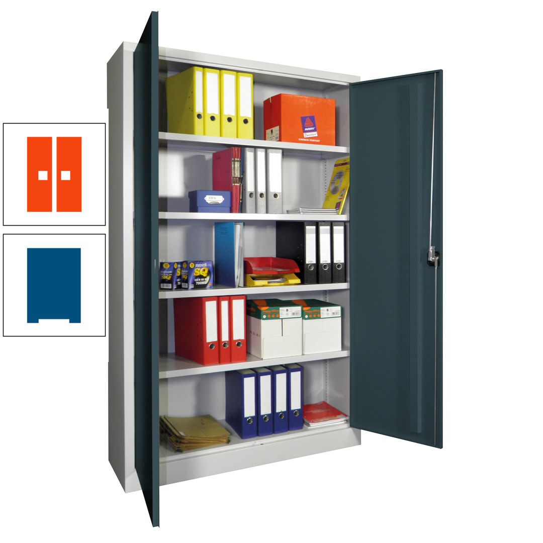 Aktenschrank - Vollblechtüren - 1.950x1.200x400 mm (HxBxT) - 4 Einlegeböden verzinkt - Zylinderschloss - anthrazitgrau