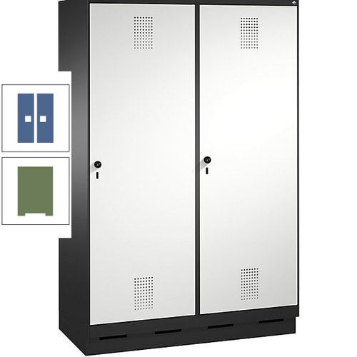 Doppel-Spind, Garderobenschrank, 2 Türen für 4 Abteile a 300 mm, Korpus anthrazitgrau, Türen anthrazitgrau, 1.800 x 1.200 x 500 mm (HxBxT)
