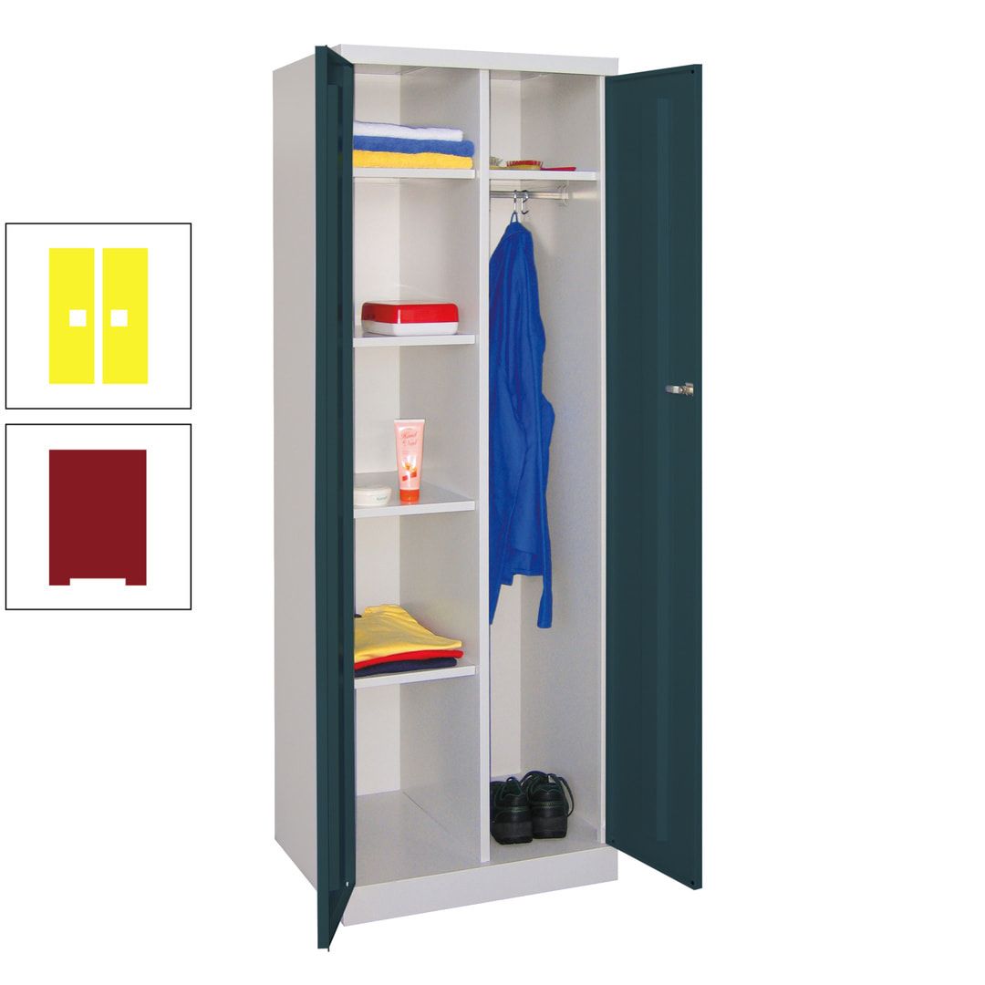 Kleiderschrank mit Sockel - Spind - 1 Abteil mit Trennwand - 1.800x600x500 mm (HxBxT) - Zylinderschloss - anthrazitgrau