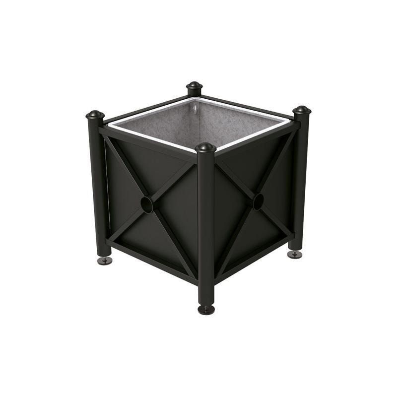 Pflanzbehälter, Stahlblech feuerverzinkt, verstellbare Füße, Innenfach feuerverzinkt, Kopf Agora, 750 x 800 x 800 mm (HxBxT), enzianblau