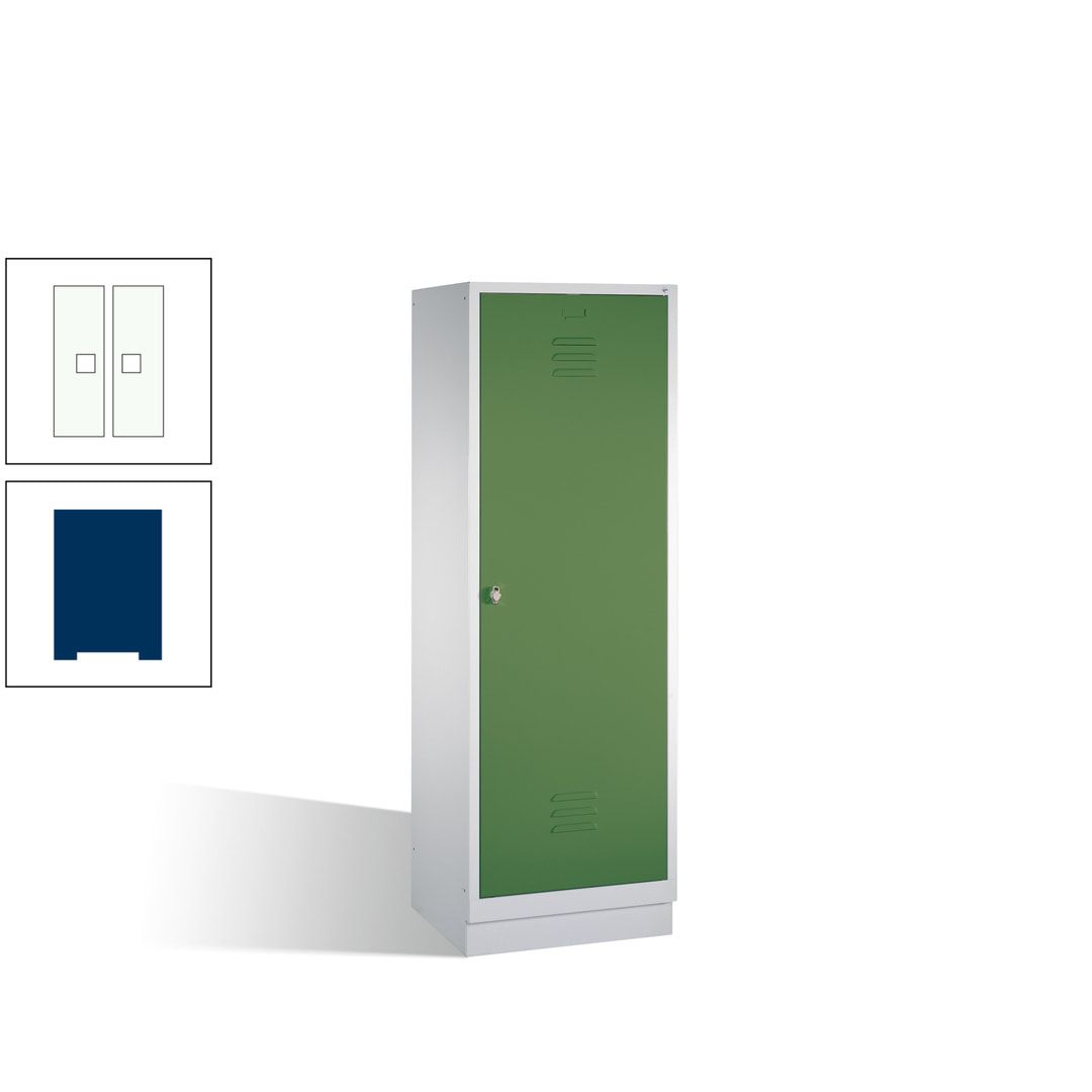 Doppel-Spind mit Großtür, Garderobenschrank mit Sockel, 2 Abteile a 300 mm, Korpus anthrazitgrau, Tür anthrazitgrau, 1.800 x 610 x 500 mm (HxBxT)