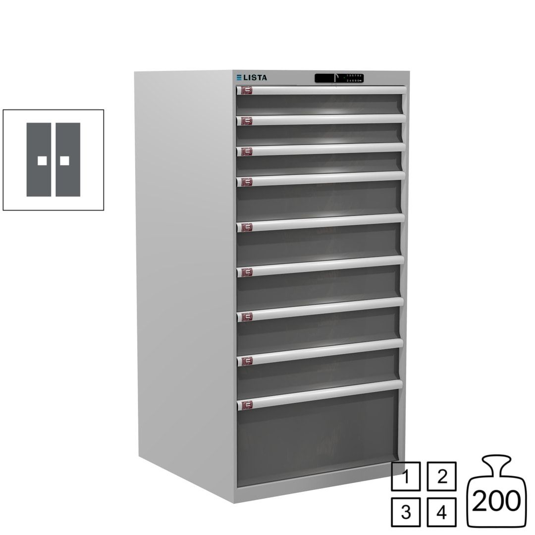 Lista Schubladenschrank - 13.106.010 - 1.450x717x725 mm (HxBxT) - 9 Schubladen - 200 kg - Key Lock - lichtblau (RAL 5012)