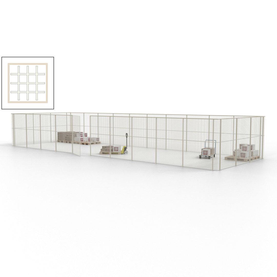 Maschinen Schutzgitter - Hallentrennwand - Sicherheitszaun - Tür - 39 m - 2.200 x 15.400 x 4.900 mm (HxBxT) - enzianblau