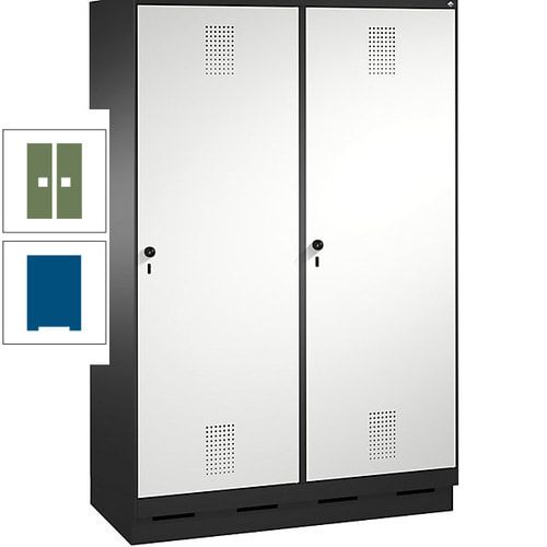 Doppel-Spind, Garderobenschrank, 2 Türen für 4 Abteile a 300 mm, Korpus anthrazitgrau, Türen anthrazitgrau, 1.800 x 1.200 x 500 mm (HxBxT)