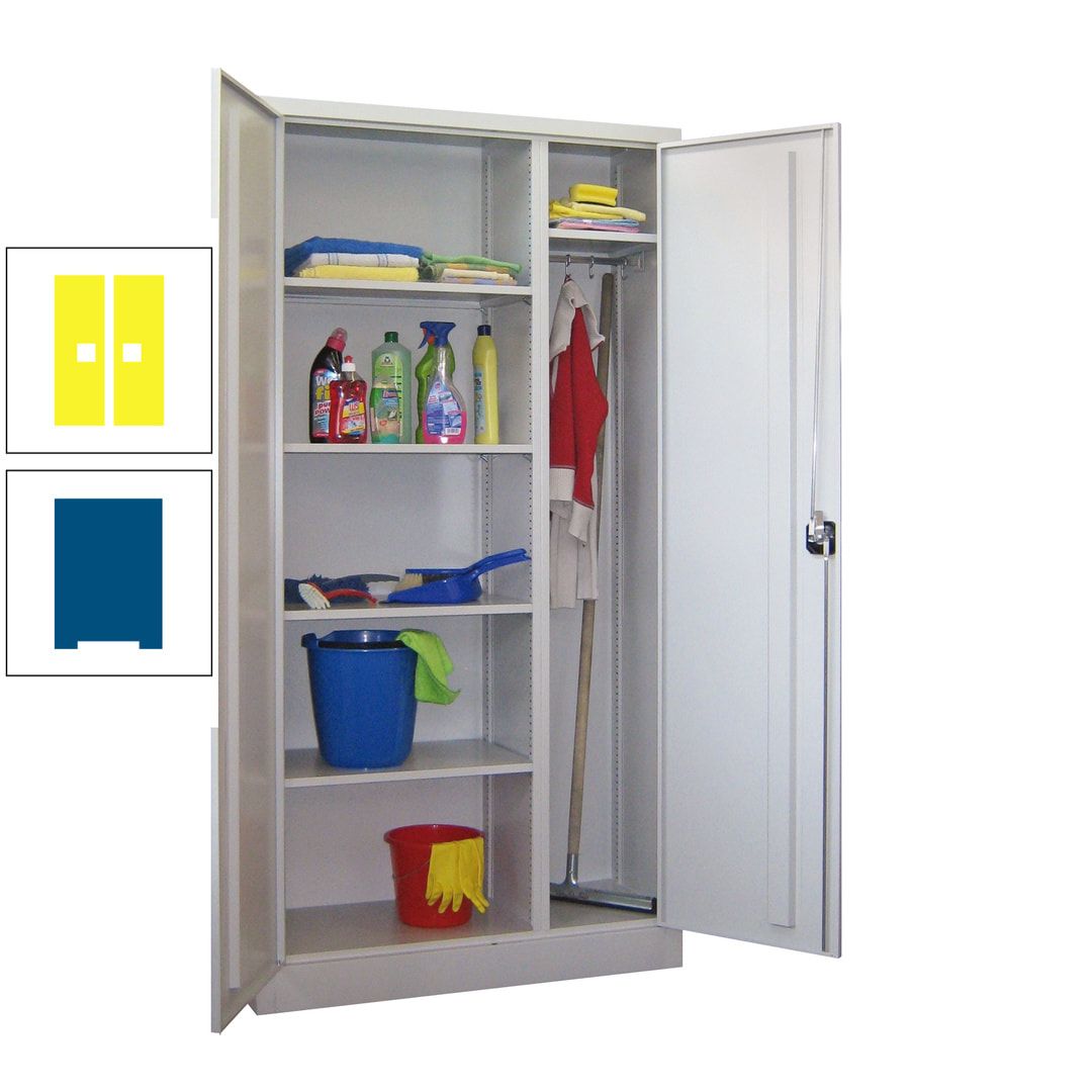 Putzschrank mit Trennwand - 1.950x1.000x400 mm (HxBxT) - Böden pulverbeschichtet - anthrazitgrau