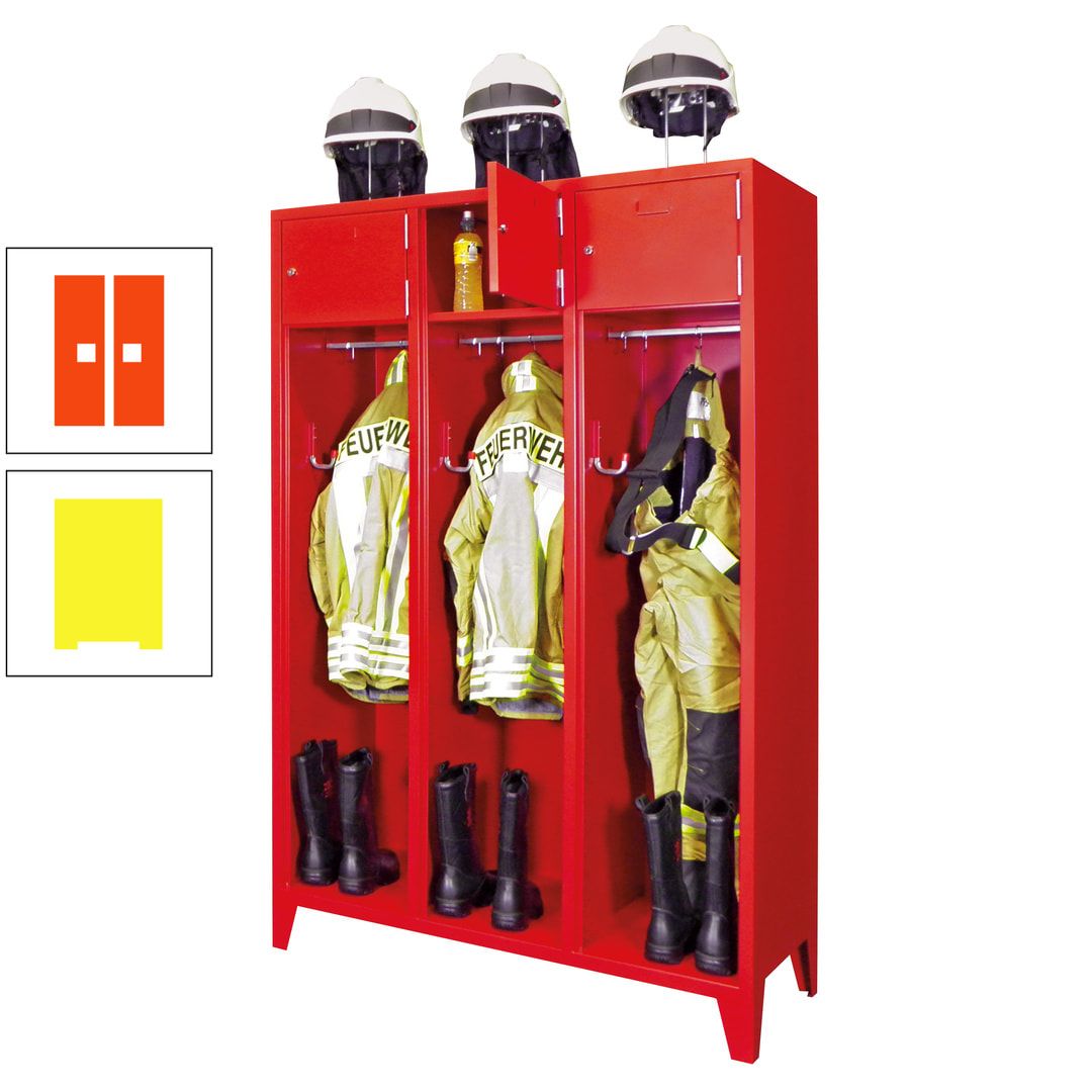 Feuerwehrschrank - 2 Abteile - Ablagefach mit Tür, Etikettenrahmen - 2.100 x 830 x 500 mm (HxBxT) - anthrazitgrau