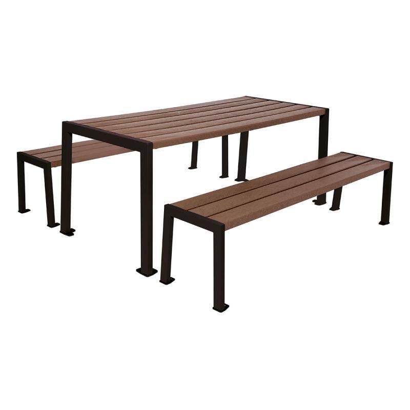 Sitzgarnitur aus Stahl und Kunststoff - verzinkt und beschichtet - 750 x 1.800 x 798 mm (HxBxT) - Farbe enzianblau