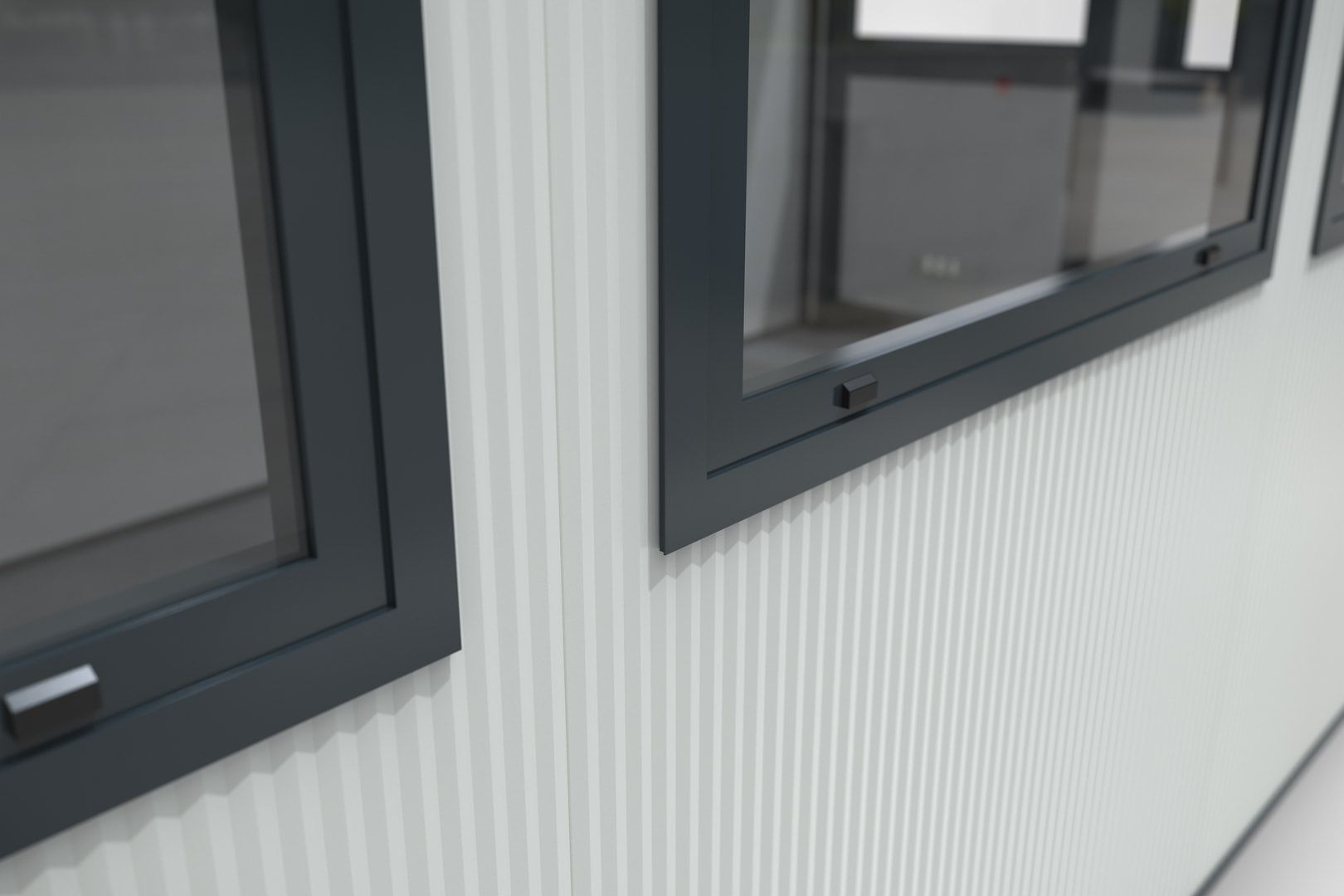 Bürocontainer, Aufsichtsstand, Meisterbüro, Lagerhallenbüro, für Innen, 2.600 x 5.908 x 3.608 mm (HxBxT), 21,32 qm, ohne Fußboden