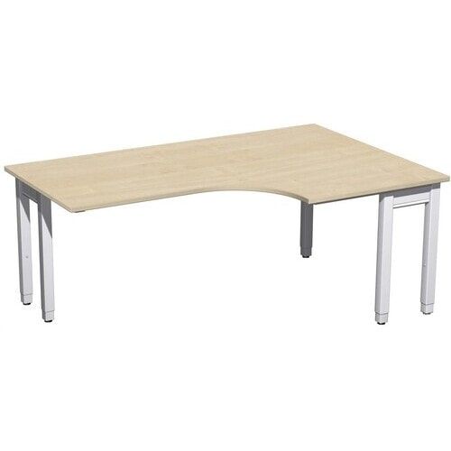 Eckschreibtisch, Eckteil 800 mm, rechts, einseitig verkürzt, 4-Fuß Quadrat Pro, höhenverstellbar, 680-800 x 1.600 x 1.200 mm (HxBxT), Dekor Ahorn
