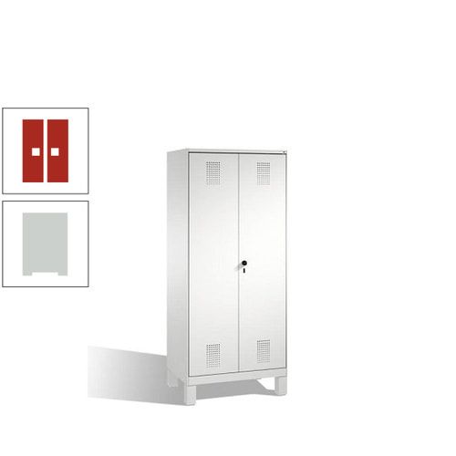 Doppel-Spind, Doppeltüren, Garderobenschrank mit Füßen, 2 Abteile a 400 mm, Korpus anthrazitgrau, Tür anthrazitgrau, 1.850 x 800 x 500 mm (HxBxT)