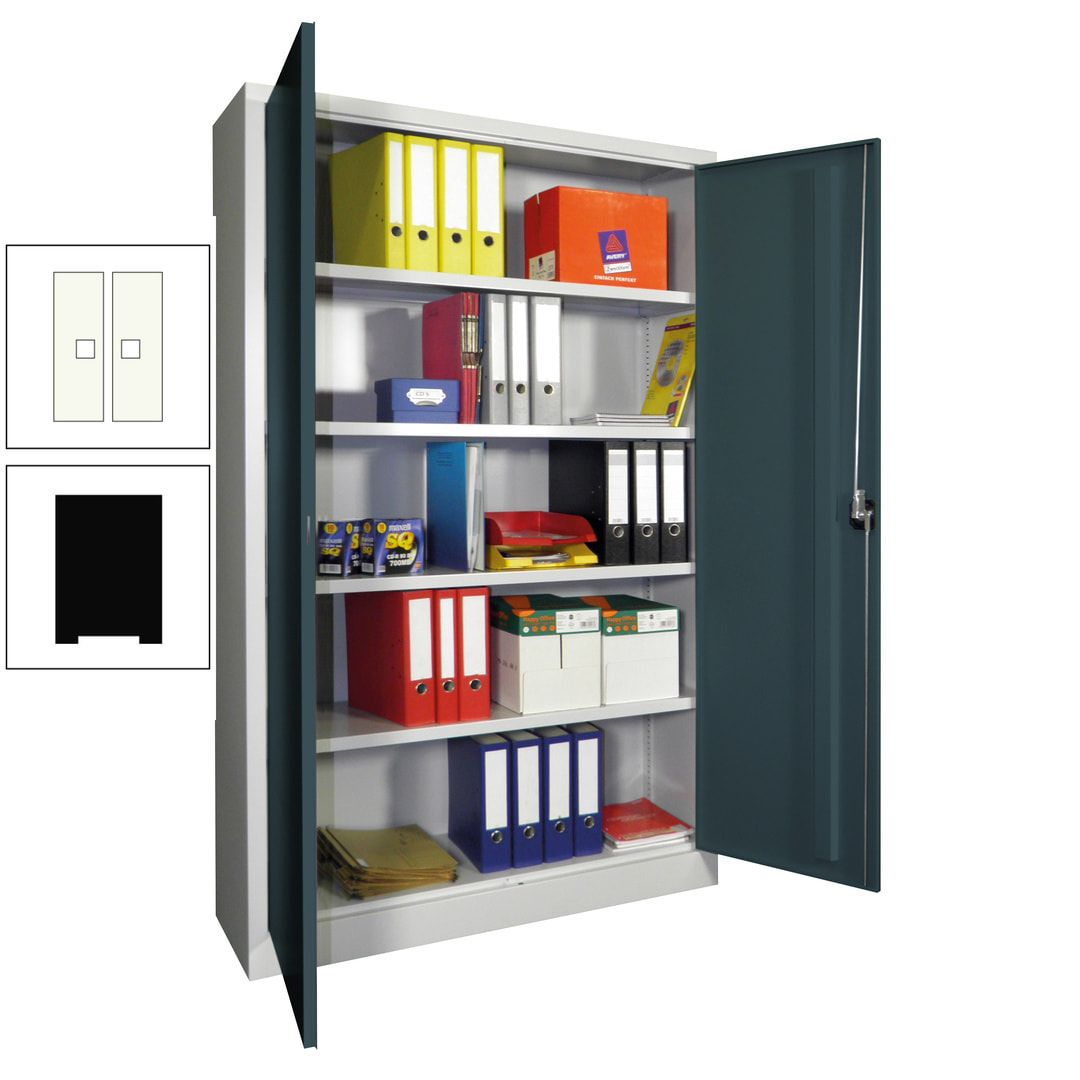 Aktenschrank - Vollblechtüren - 1.950x1.200x400 mm (HxBxT) - 4 Einlegeböden verzinkt - Zylinderschloss - anthrazitgrau
