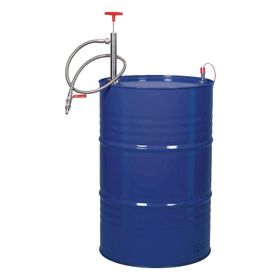Edelstahl Fasspumpe mit Auslaufschlauch und Hahn - Tauchtiefe wählbar - Dichtung PTFE, elektrisch leitfähig - für Fässer und Tanks