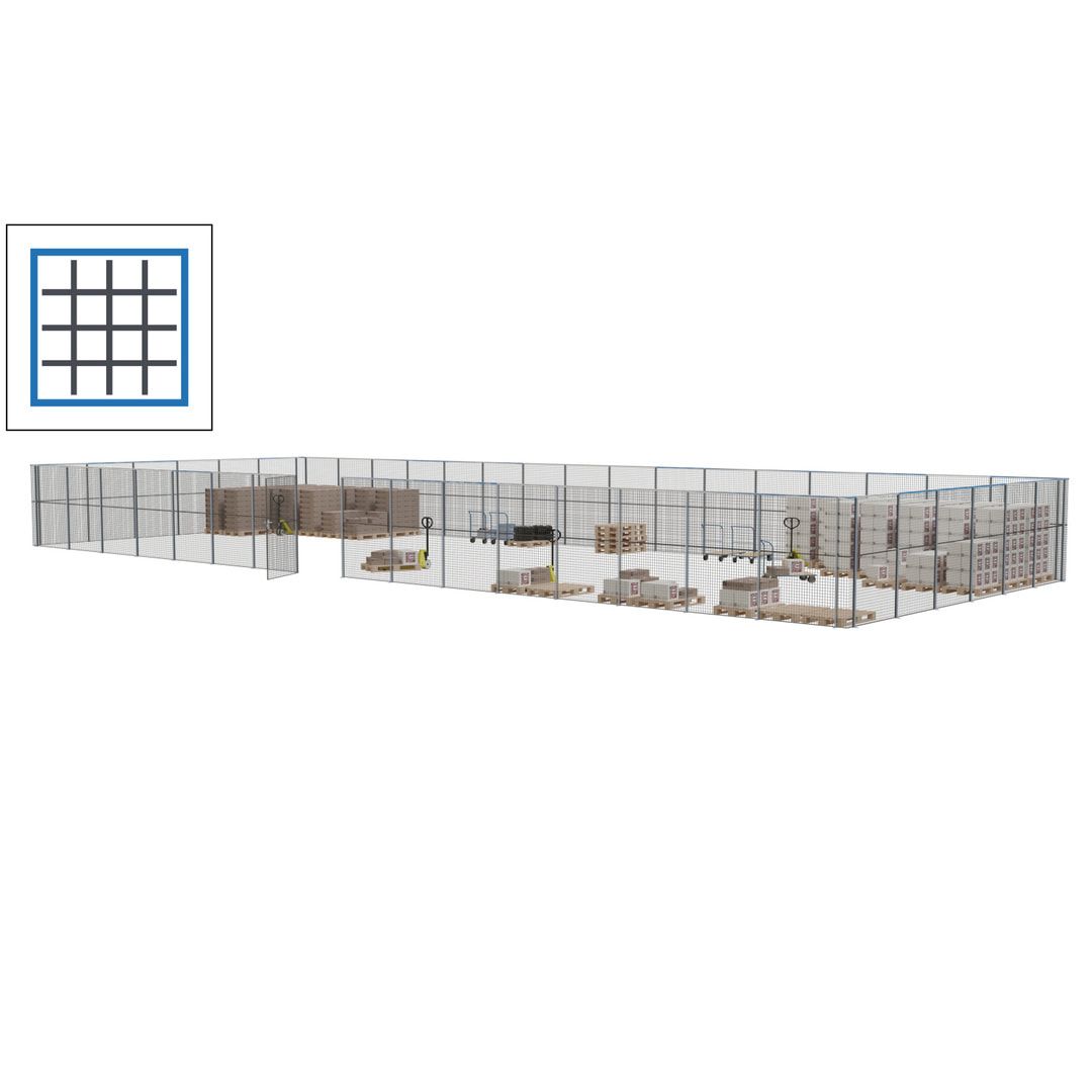 Maschinen Schutzgitter - Hallentrennwand - Sicherheitszaun - Tür - 66 m - 2.200 x 24.400 x 9.400 mm (HxBxT) - enzianblau