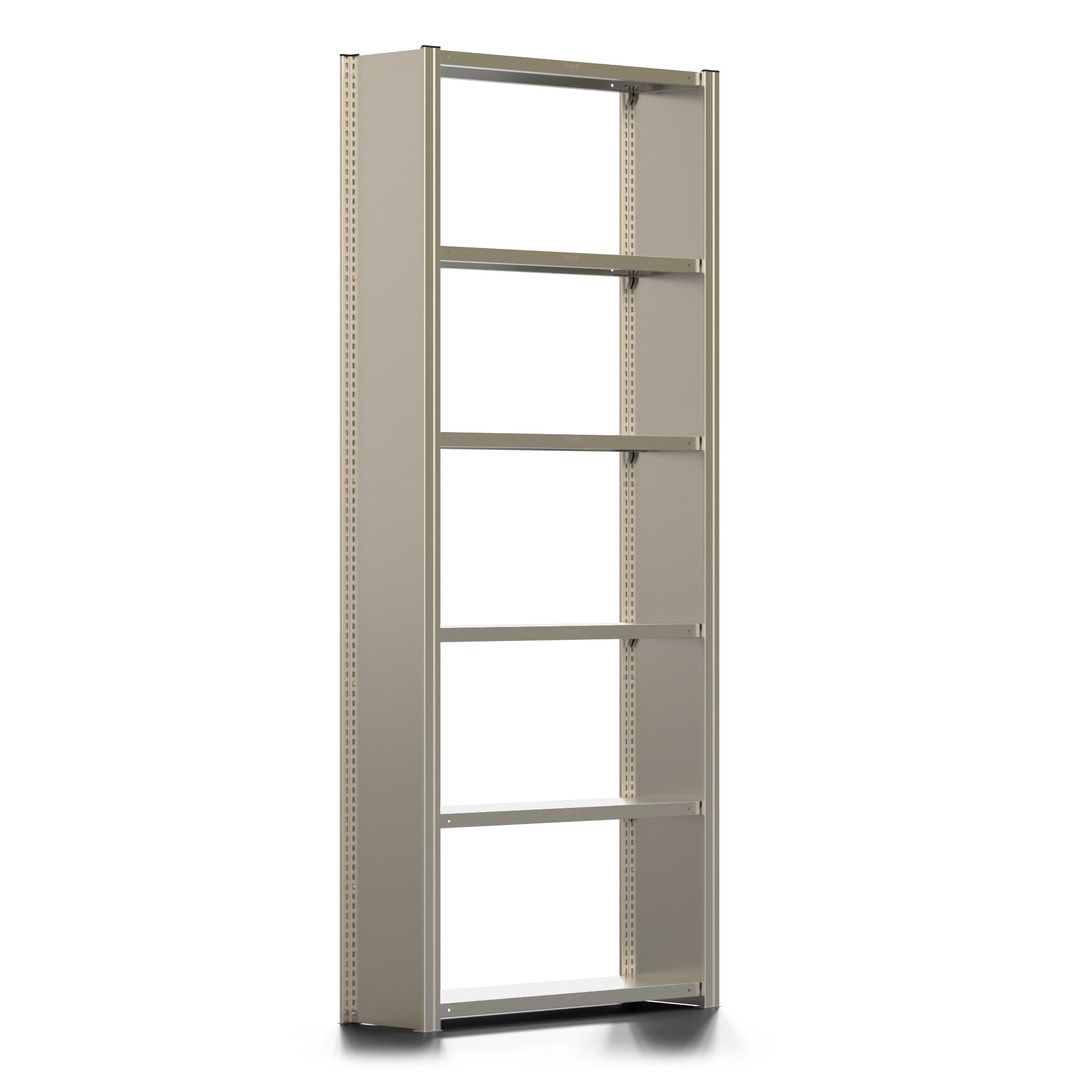 Fachbodenregal mit Seitenwand - 350 kg - 2.500 x 1.005 x 300 mm (HxBxT) - Anbauregal - 6 Böden - verzinkt - Lagerregal - Steckregal - BERT