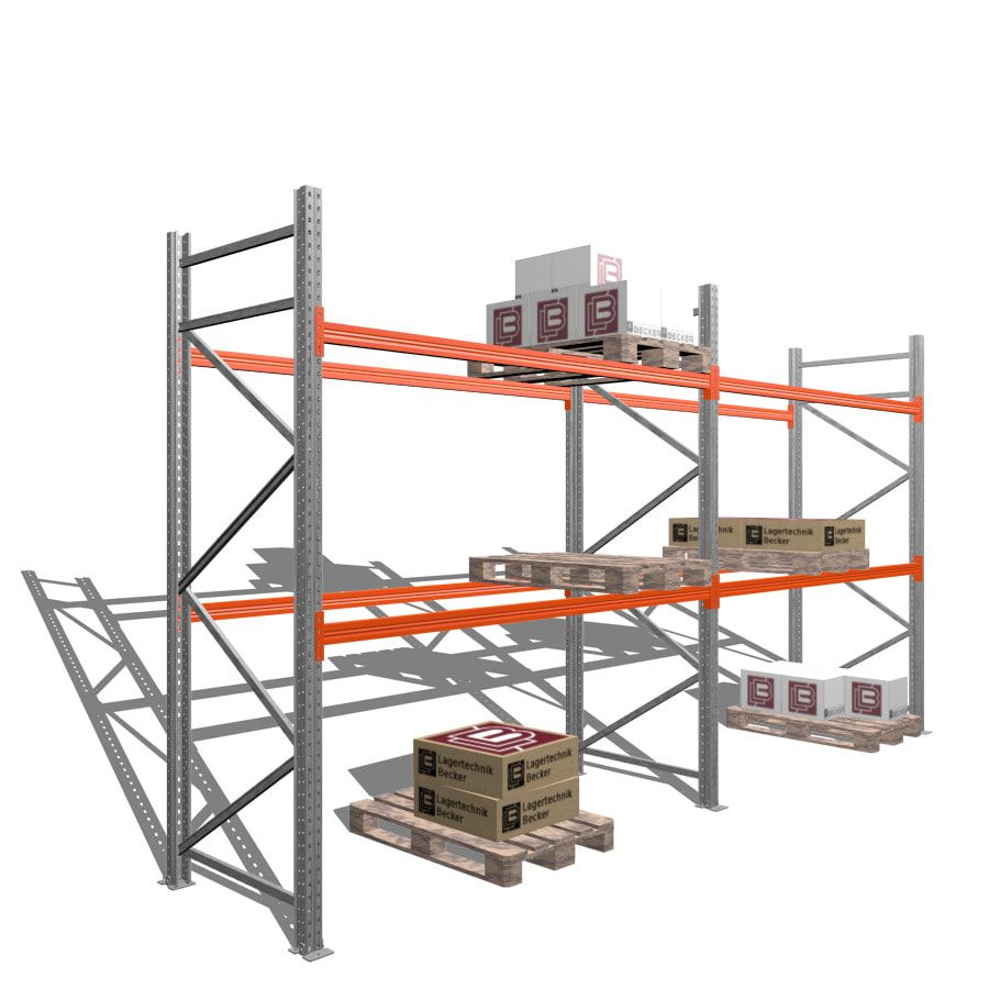 Palettenregal - 1,5 t - 3,0 x 5,7 x 1,1 m - 2 Felder - Schwerlastregal