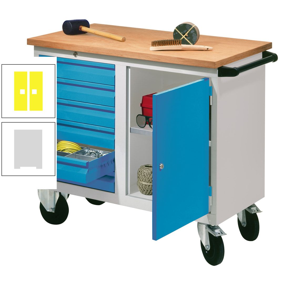 Mobile Werkbank - Werkstattwagen - 915 x 1.090 x 600 mm - 6 Schubladen und Schrankfach - anthrazitgrau