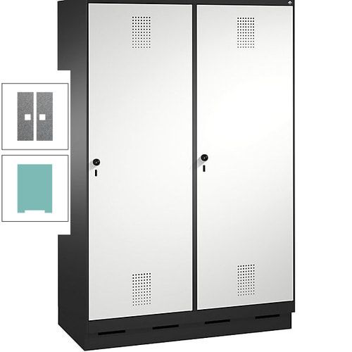 Doppel-Spind, Garderobenschrank, 2 Türen für 4 Abteile a 300 mm, Korpus anthrazitgrau, Türen anthrazitgrau, 1.800 x 1.200 x 500 mm (HxBxT)