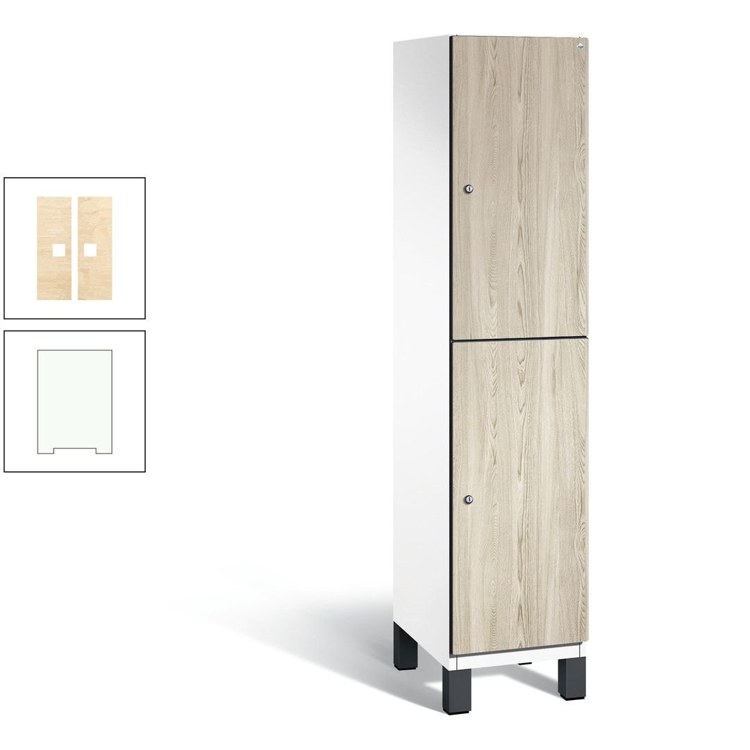 Fächerschrank, Garderobenschrank, mit Füßen, 1 Abteile, 1.980 x 400 x 525 mm (HxBxT), Korpus anthrazitgrau, Tür Donau-Ahorn