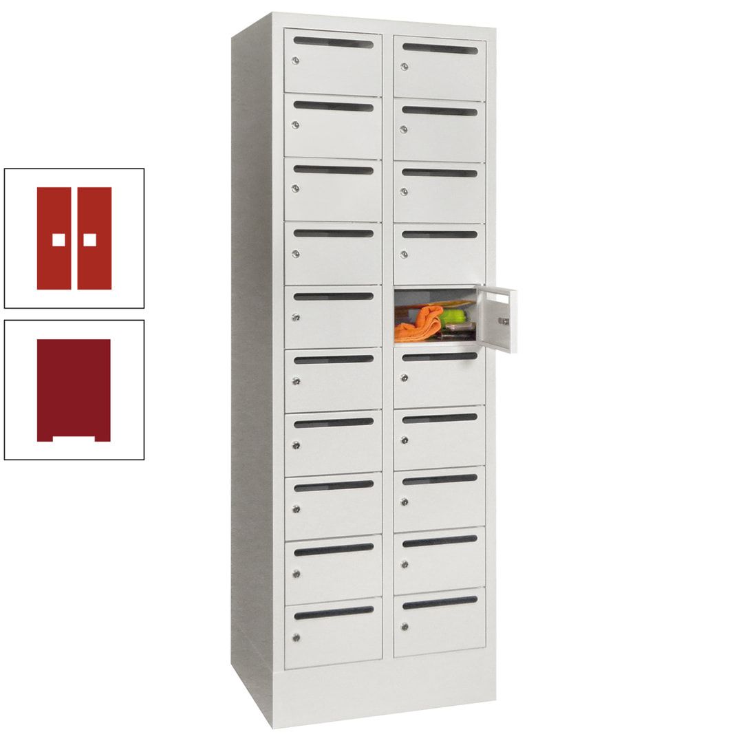 Postverteilerschrank, Schließfachschrank, 2 Abteile a 300 mm, 20 Fächer, 1.850 x 600 x 500 mm (HxBxT), Korpus anthrazitgrau, Front anthrazitgrau