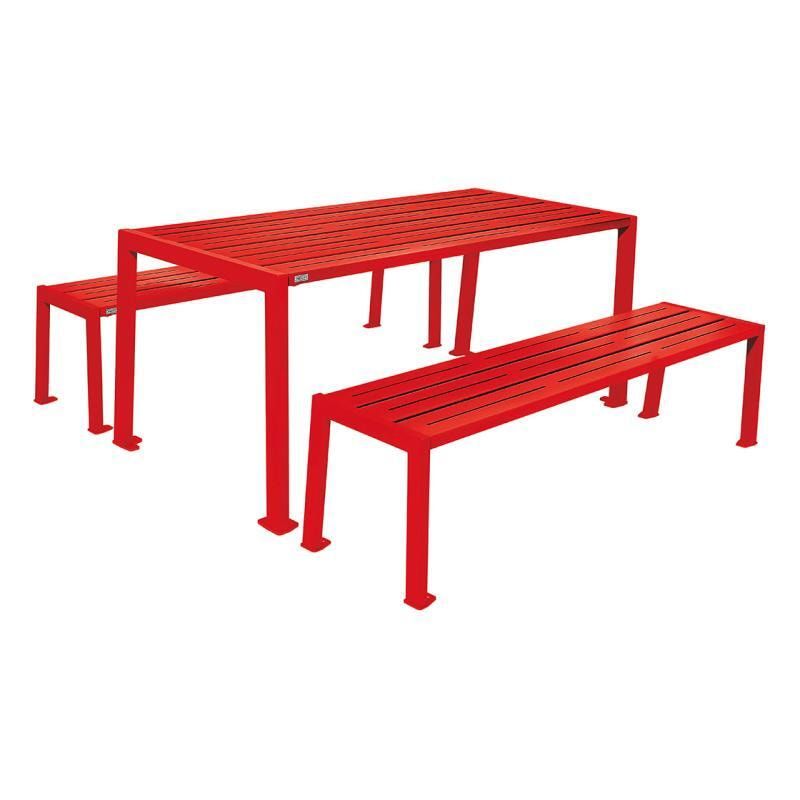 Sitzgarnitur aus Stahl - verzinkt und beschichtet - 750 x 1.800 x 798 mm (HxBxT) - Farbe enzianblau