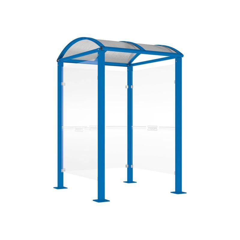 Automatenüberdachung, Automatendach, Polycarbonatdach, feuerverzinkt, UV-Schutz, Bodenplatten, 2.500 x 1.560 x 1.560 mm (HxBxT), Farbe enzianblau