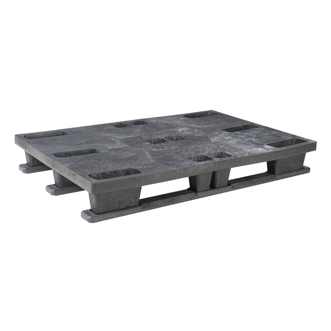 Kunststoff Palette - Kufen - Polyethylen (PE-RE) - Traglast 1.200 kg - 160 x 1.000 x 1.200 mm (HxBxT) - schwarz