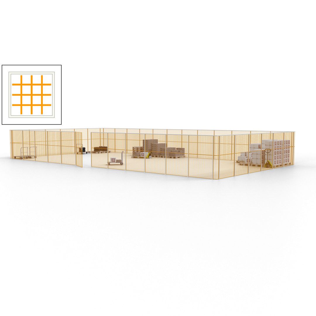 Maschinen Schutzgitter - Hallentrennwand - Sicherheitszaun - Tür - 54 m - 2.200 x 18.400 x 9.400 mm (HxBxT) - enzianblau
