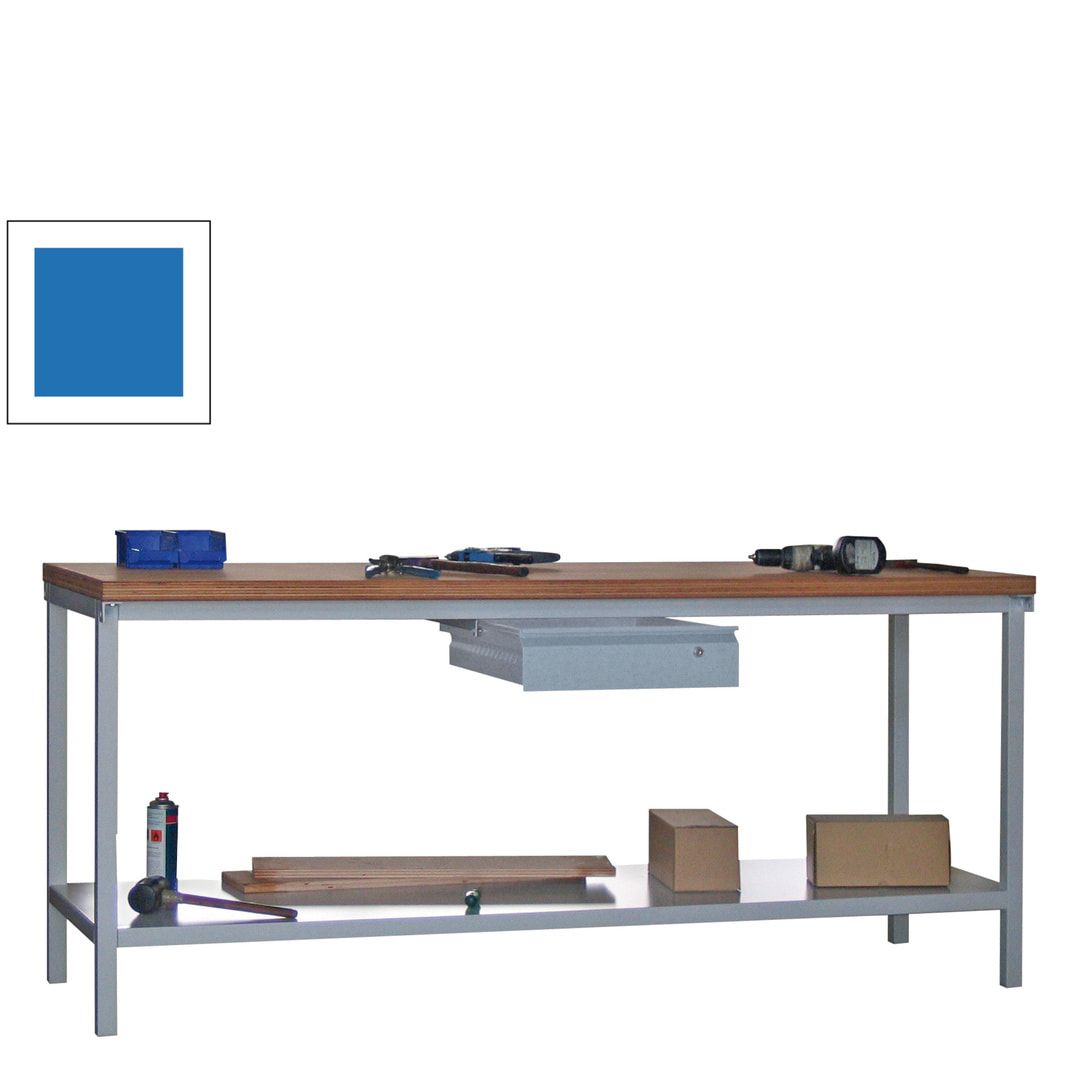 Werkbank mit Ablageboden - 1 Schublade - 900 x 2.000 x 700 mm (HxBxT) - Traglast 1.400 kg - anthrazitgrau