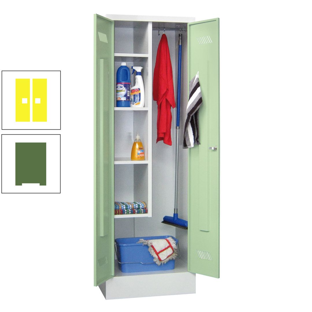 Putzschrank mit Sockel - 1 Abteil mit Trennwand - 1.850x600x500 mm (HxBxT) - Drehriegel - anthrazitgrau
