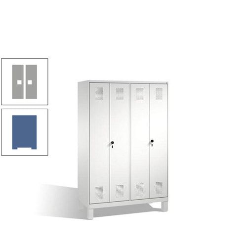 Doppel-Spind, Doppeltüren, Garderobenschrank mit Füßen, 4 Abteile a 300 mm, Korpus anthrazitgrau, Tür anthrazitgrau, 1.850 x 1.200 x 500 mm (HxBxT)