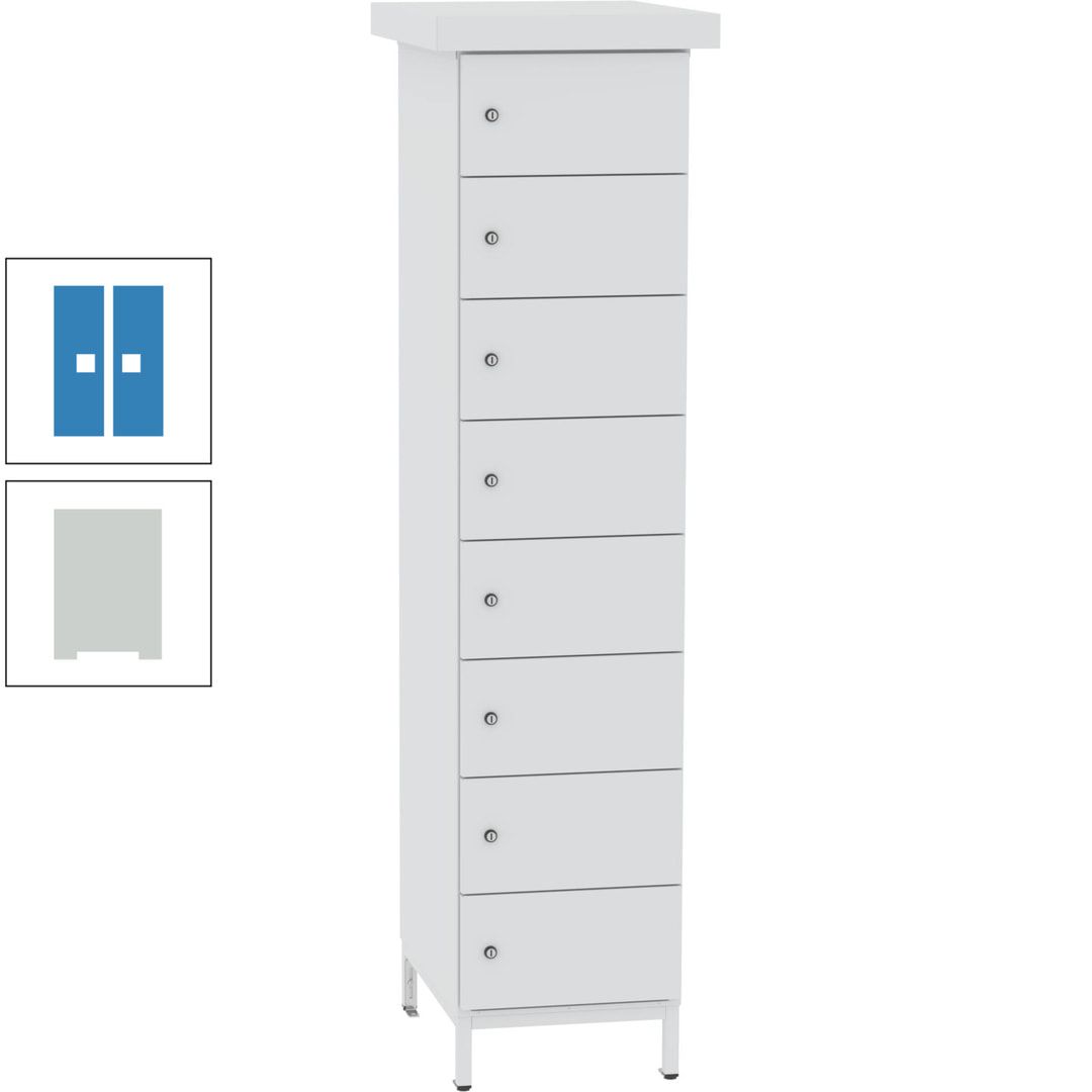 Akkuschrank, Batterieladeschrank, 8 Fächer, Schutzart IP54, Schuko, 1.855 x 400x 570 mm (HxBxT), Korpusfarbe anthrazitgrau, Frontfarbe anthrazitgrau