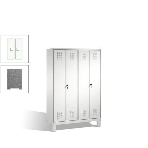 Doppel-Spind, Doppeltüren, Garderobenschrank mit Füßen, 4 Abteile a 300 mm, Korpus anthrazitgrau, Tür anthrazitgrau, 1.850 x 1.200 x 500 mm (HxBxT)