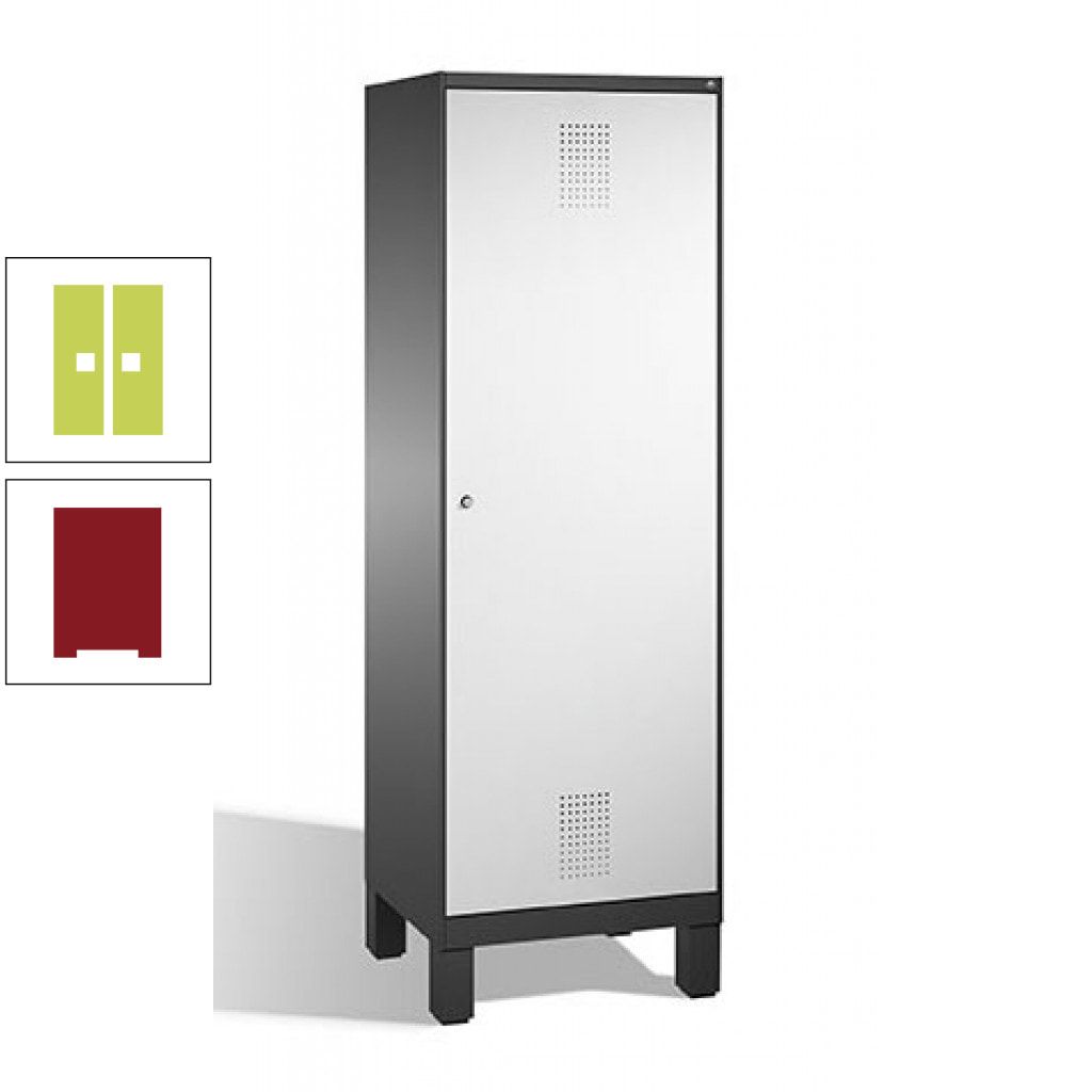 Doppel-Spind, Garderobenschrank, 1 Tür für 2 Abteile a 300 mm, Korpus anthrazitgrau, Türen anthrazitgrau, 1.850 x 600 x 500 mm (HxBxT)