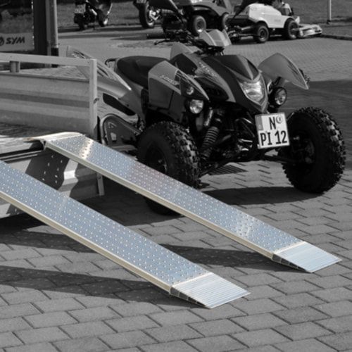Aluminium Auffahrrampe, Set aus 2 Laderampen, Länge 1.470 mm, Breite 200 mm, 1 Paar Verladeschienen, für Motorrad, Quad, Rasenmäher und mehr