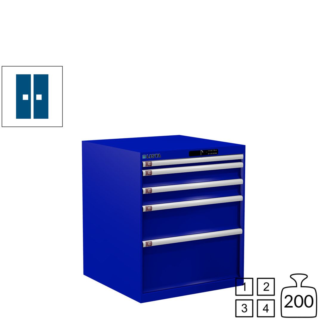 Lista Schubladenschrank - 14.411.010 - 850x717x725 mm (HxBxT) - 5 Schubladen - 75 kg - Key Lock - lichtblau (RAL 5012)
