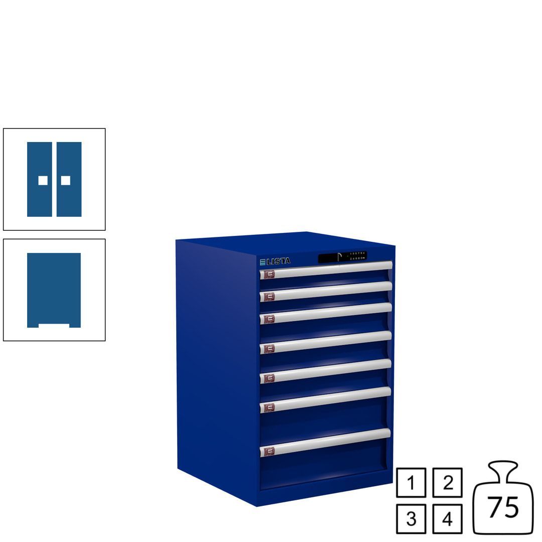 Lista Schubladenschrank - 14.252.010 - 850x564x572 mm (HxBxT) - 7 Schubladen - 75 kg - Key Lock - lichtblau (RAL 5012)