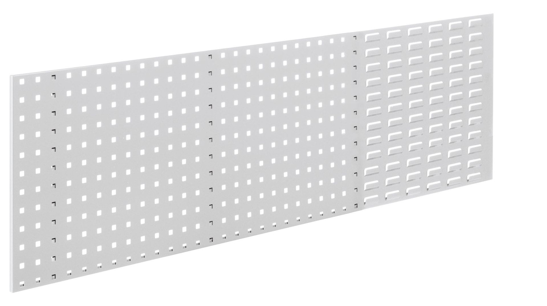 Kombiplatte ohne Zubehör, Lochplatte, Schlitzplatte, Werkzeugwand, für Werkzeughalter u. Sichtlagerkästen, 450 x 1.500 mm (HxB), Enzianblau (RAL 5010)