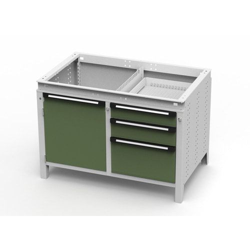 OTTOKIND Werkbank - bündige Arbeitsplatte - 850 x 1.150 x 750 mm (HxBxT) - 3 Schubladen - Schrank - lichtgrau