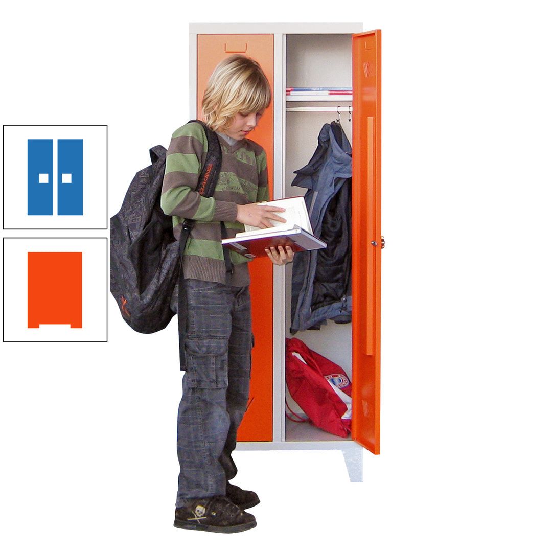 Spindschrank f. Schulen - mit Füßen - Höhe 1.600 mm - 3 Abteile a 300 mm - Drehriegel - anthrazitgrau