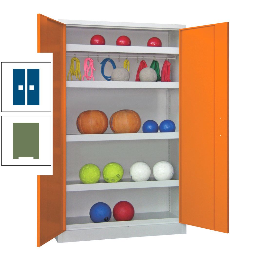Ballschrank - Vollblechtüren - 4 Böden - 1 Hakenleiste - 1.950x1.200x500 mm (HxBxT) - anthrazitgrau