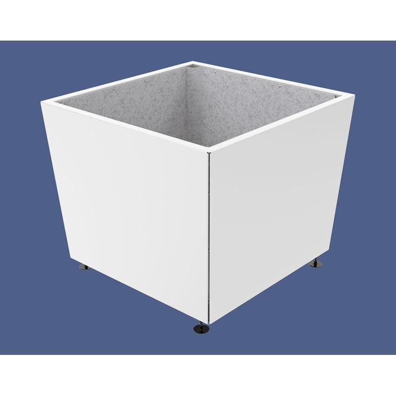 Pflanzkübel, 2 mm Stahlblech fvz, innen Blech feuerverzinkt mit Verladungsgriffen, verstellbare Füße, 760 x 785 x 785 mm (HxBxT), enzianblau