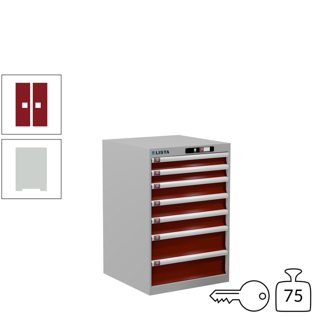 Lista Schubladenschrank - 14.252.010 - 850x564x572 mm (HxBxT) - 7 Schubladen - 75 kg - Key Lock - lichtblau (RAL 5012)