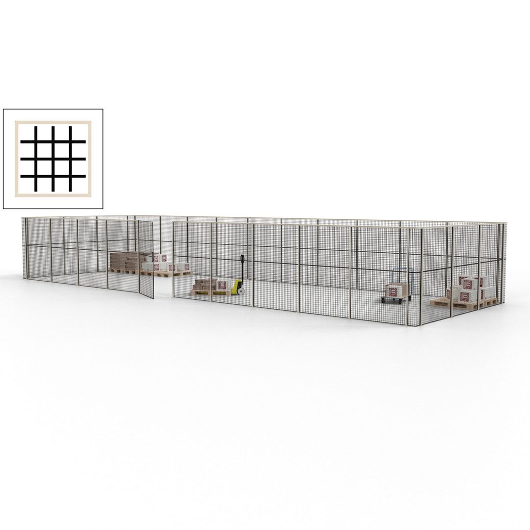 Maschinen Schutzgitter - Hallentrennwand - Sicherheitszaun - Tür - 39 m - 2.200 x 15.400 x 4.900 mm (HxBxT) - enzianblau