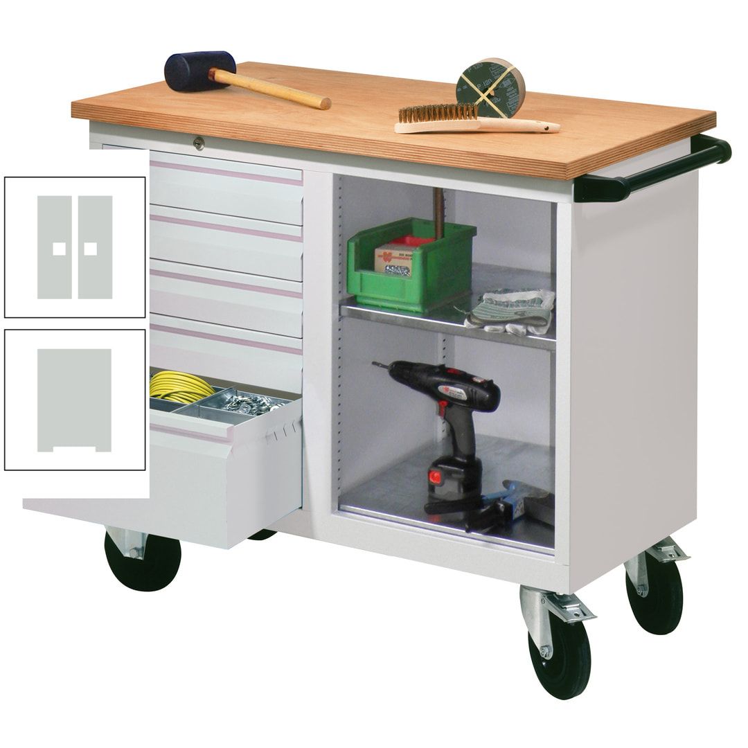 Mobile Werkbank - Werkstattwagen - 915 x 1.090 x 600 mm - 5 Schubladen und Ablagefach - anthrazitgrau