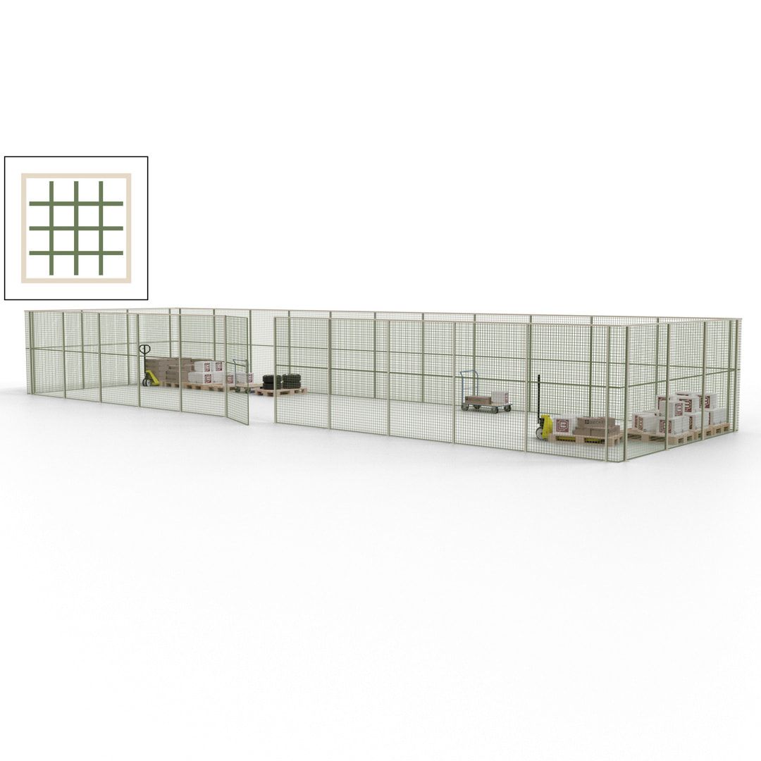 Maschinen Schutzgitter - Hallentrennwand - Sicherheitszaun - Tür - 42 m - 2.200 x 16.900 x 4.900 mm (HxBxT) - enzianblau