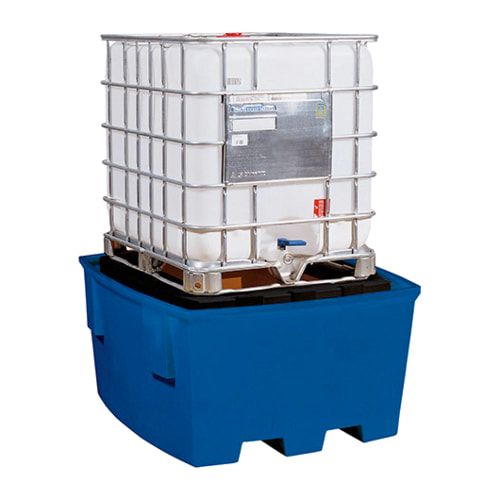 PE - IBC-Station - Auffangwanne - 1 x 1.000 l IBC - Traglast 2.000 kg - 760 x 1.380 x 1.580 mm (HxBxT) - Einfahrtaschen