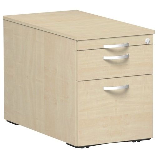 Rollcontainer, Metallschublade, Hängeregistratur, Utensilienfach, abschließbar, 565 x 438 x 800 mm (HxBxT), Frontfarbe Ahorn, Korpusfarbe Buche