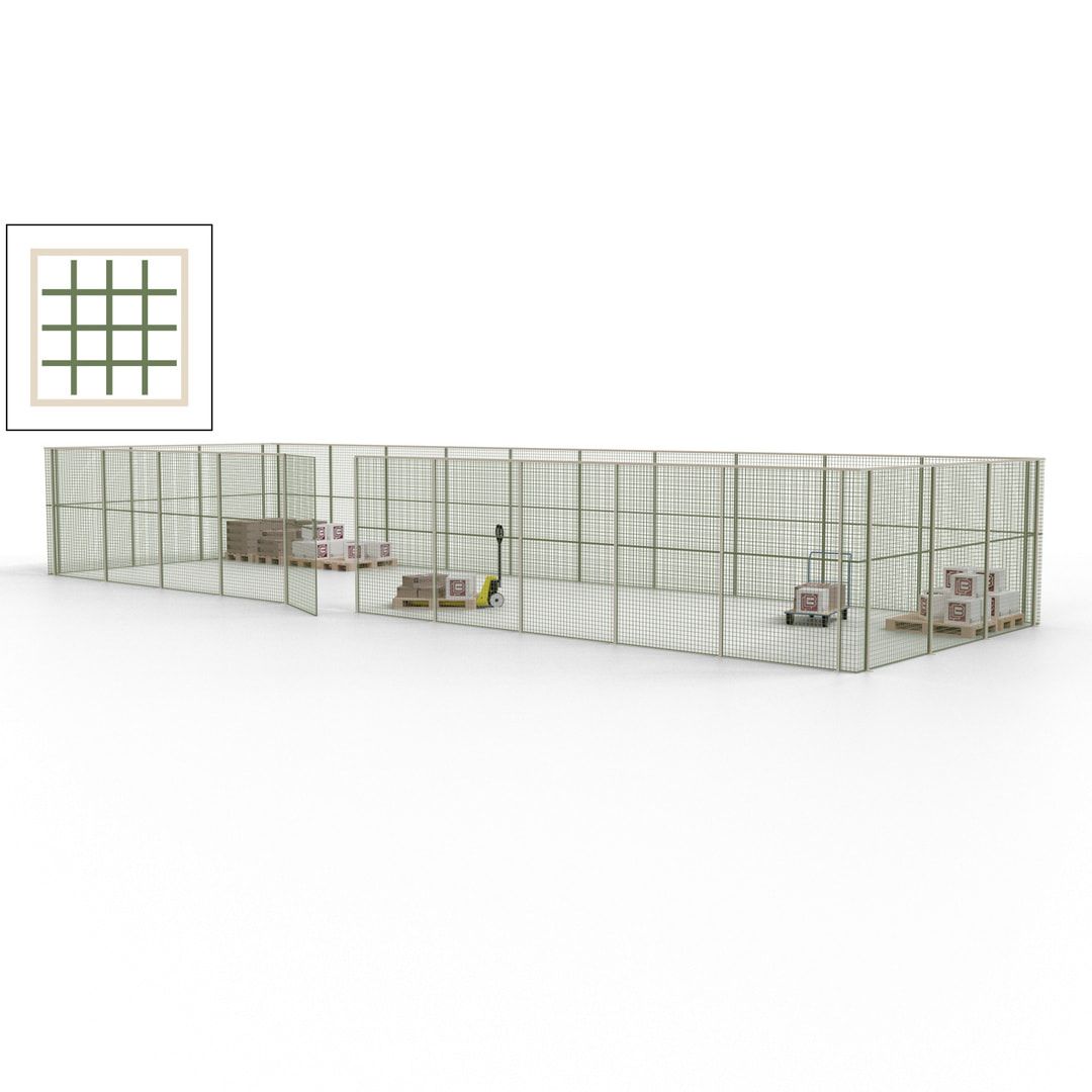 Maschinen Schutzgitter - Hallentrennwand - Sicherheitszaun - Tür - 39 m - 2.200 x 15.400 x 4.900 mm (HxBxT) - enzianblau